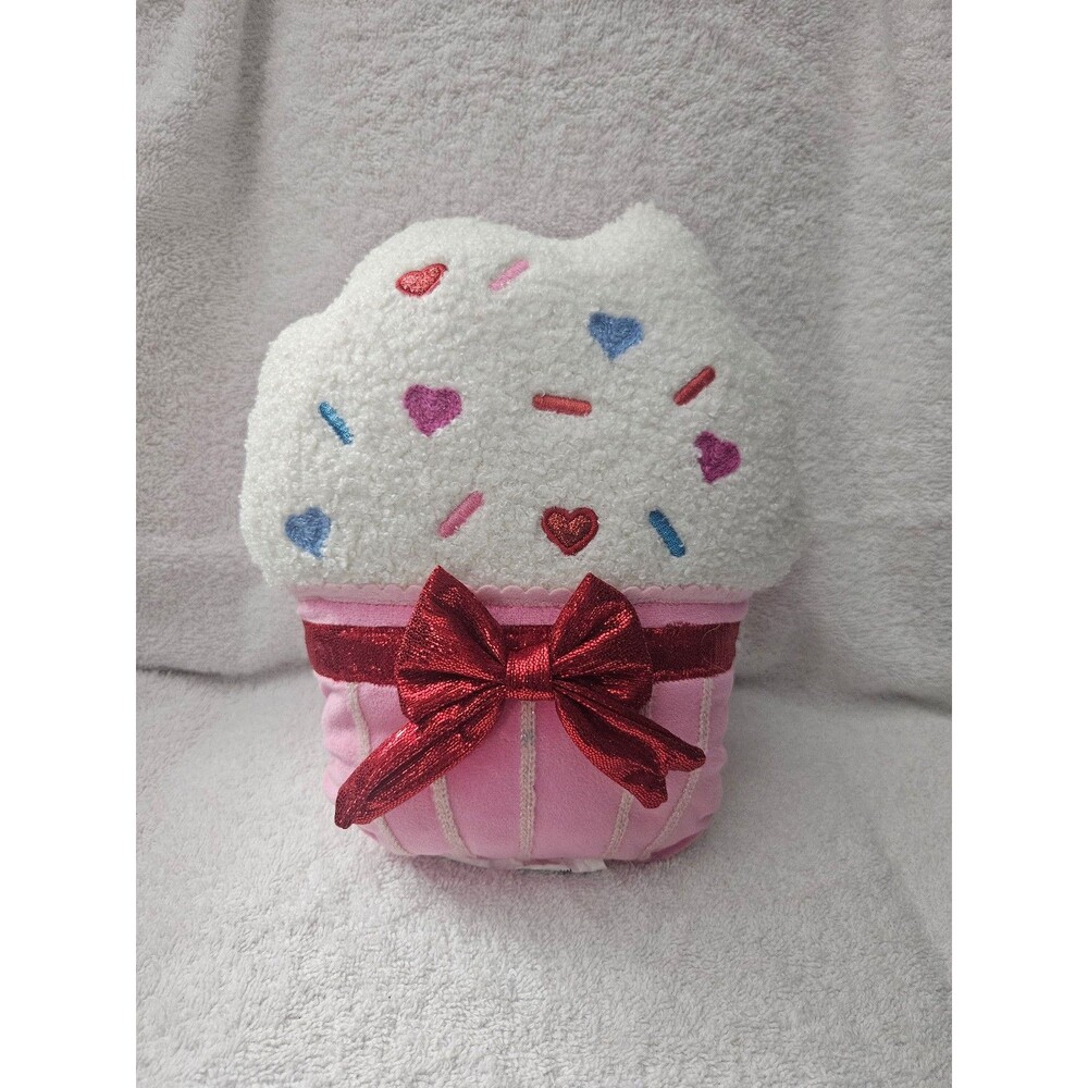 Target Spritz Valentine Cupcake Plush Pillow Pink White Red Glitter Bow Sprinkle